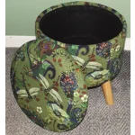 Large 40x40x40cm STORAGE Stool/Footstool Green Velvet Dragonfly