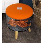 Large 40x40x40cm STORAGE Stool/Footstool Light Orange Harris Tweed & Tiger Fabric