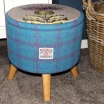 Large 40x40x40cm STORAGE Stool/Footstool Turquoise Purple Blue Harris Tweed Voyage Thistle