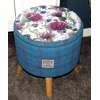 Large 40x40x40cm STORAGE Stool/Footstool Turquoise Purple Blue Harris Tweed  Faux Leather Thistle