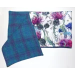 Harris Tweed® Scarf Neck Warmer with Thistle Velvet Lining and Removable Brooch
