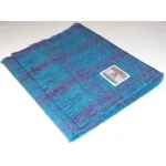 Simple Fringed Unlined Harris Tweed® Scarf Turquoise, Purple & Blue Check