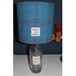 Isle of Harris Gin Bottle Lamp With 20cm Turquoise, Purple & Blue Check Harris Tweed Drum Lampshade