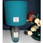 Isle of Harris Gin Bottle Lamp With 20cm Teal/Green Herringbone Harris Tweed Drum Lampshade