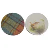 Set of 2 or 4 CHUNKY Round Reversible Drinks Coasters Harris Tweed & Wren Bird Fabric