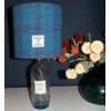 Isle of Harris Gin Bottle Lamp With 20cm Turquoise, Purple & Blue Check Harris Tweed Drum Lampshade