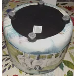 SMALL 28cm(D)x22.5cm(H) Round Footstool Dusky Pink Harris Tweed  & Voyage Buttermere Sheep