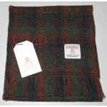 Simple Fringed Unlined Harris Tweed® Scarf Brown, Green & Black Check