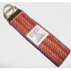 Red Stripe Harris Tweed Key Fob, Key Ring, Key Chain