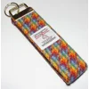 Rainbow Small Check Harris Tweed Key Fob, Key Ring, Key Chain