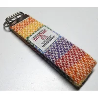 Multicoloured Stripe Harris Tweed Key Fob, Key Ring, Key Chain