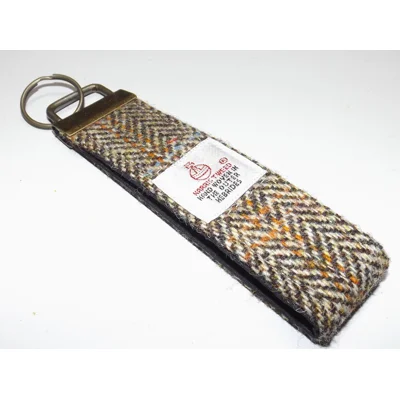 Herringbone Check Harris Tweed Key Fob Ring