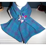 Harris Tweed® Scarf Neck Warmer with Thistle Velvet Lining and Removable Brooch