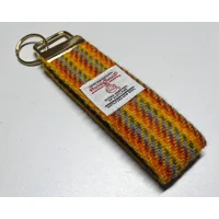 Orange Stripe Harris Tweed Key Fob, Key Ring, Key Chain