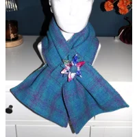 Harris Tweed® Scarf Neck Warmer with Thistle Velvet Lining and Removable Brooch