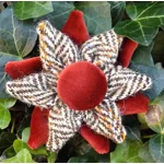 Herringbone Check Harris Tweed & Rust Velvet Corsage Brooch