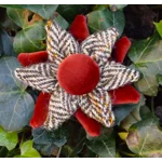 Herringbone Check Harris Tweed & Rust Velvet Corsage Brooch