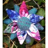 Turquoise, Purple & Blue Harris Tweed & Thistle Corsage Brooch