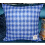 27" x 27" Highland Cow Floor  Cushion with Blue & White Harris Tweed Back & Poly Cushion Insert