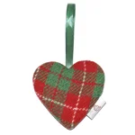 HARRIS TWEED & Christmas Highland Cow Hanging Heart Decoration, Door Hanger
