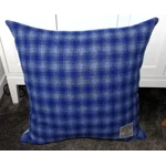 27" x 27" Highland Cow Floor  Cushion with Blue & White Harris Tweed Back & Poly Cushion Insert