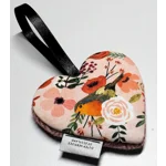 Pink Herringbone HARRIS TWEED & Christmas Robin Hanging Heart Decoration, Door Hanger