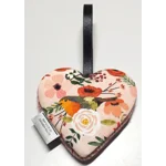Pink Herringbone HARRIS TWEED & Christmas Robin Hanging Heart Decoration, Door Hanger