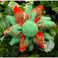 Red Green & White Harris Tweed Corsage Brooch