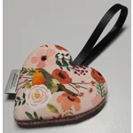 Pink Herringbone HARRIS TWEED & Christmas Robin Hanging Heart Decoration, Door Hanger