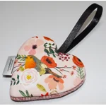 Pink Herringbone HARRIS TWEED & Christmas Robin Hanging Heart Decoration, Door Hanger