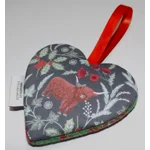 HARRIS TWEED & Christmas Highland Cow Hanging Heart Decoration, Door Hanger