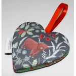 HARRIS TWEED & Christmas Highland Cow Hanging Heart Decoration, Door Hanger
