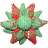 Red Green & White Harris Tweed Corsage Brooch