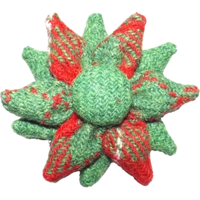 Red Green & White Harris Tweed Corsage Brooch