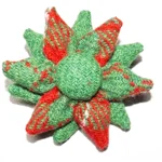 Red Green & White Harris Tweed Corsage Brooch
