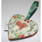 HARRIS TWEED & Christmas Highland Cow Hanging Heart Decoration, Door Hanger