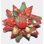 Red Green & White Harris Tweed & Christmas Fabric Corsage Brooch