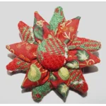 Red Green & White Harris Tweed & Christmas Fabric Corsage Brooch
