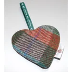HARRIS TWEED & Christmas Highland Cow Hanging Heart Decoration, Door Hanger
