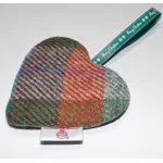 HARRIS TWEED & Christmas Highland Cow Hanging Heart Decoration, Door Hanger