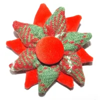 Red Green  & White Harris Tweed & Red Velvet Corsage Brooch