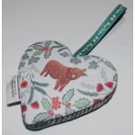 HARRIS TWEED & Christmas Highland Cow Hanging Heart Decoration, Door Hanger
