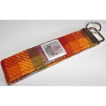 Rainbow Check Harris Tweed Key Fob, Key Ring, Key Chain