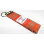 Orange Check Harris Tweed Key Fob, Key Ring, Key Chain