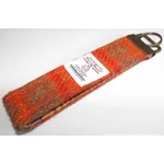 Orange Check Harris Tweed Key Fob, Key Ring, Key Chain