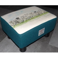 MEDIUM 40x30x25cm Rectangular Footstool Teal Harris Tweed ..