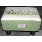 MEDIUM 40x30x25cm Rectangular Footstool Green Herringbone Harris Tweed & Sheep In a Line