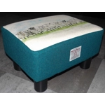 MEDIUM 40x30x25cm Rectangular Footstool Teal Harris Tweed & Sheep