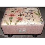 MEDIUM  40x30x25cm Rectangular Footstool Pink Barleycorn Harris Tweed & Voyage Hermione Blush