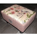 MEDIUM  40x30x25cm Rectangular Footstool Pink Barleycorn Harris Tweed & Voyage Hermione Blush